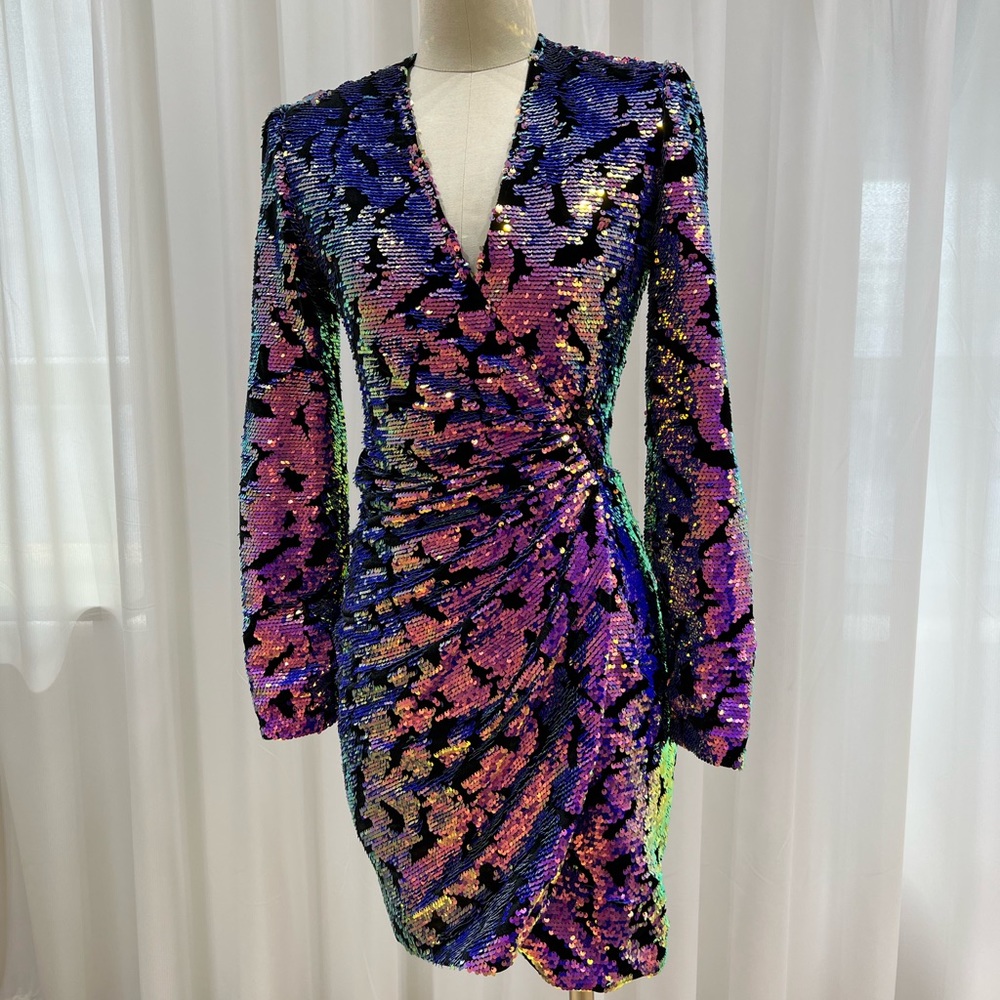 Maje sequin shiny mini wrap rivy dress